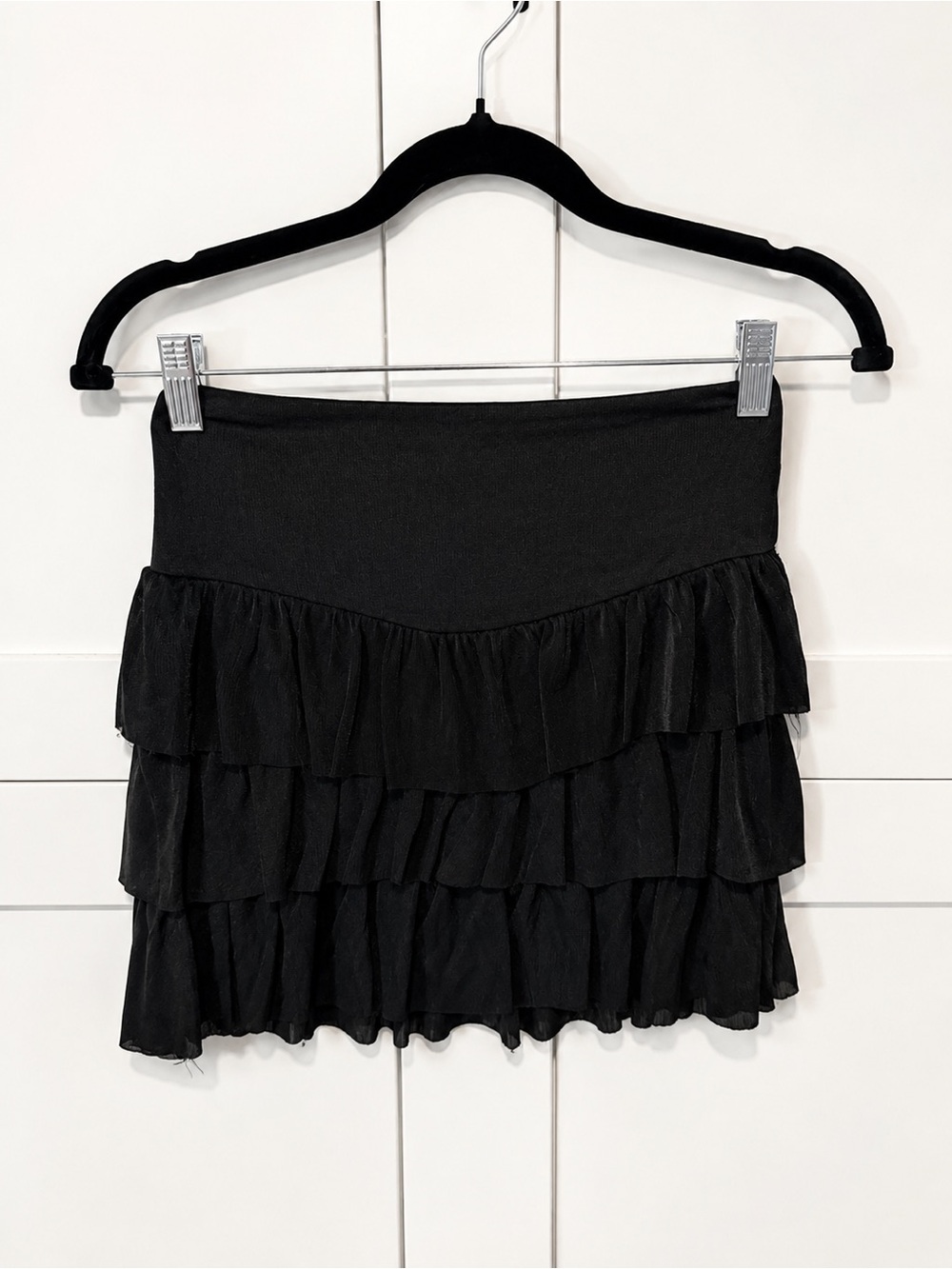 Forever 21 Black Tiered Ruffle Mini Skirt